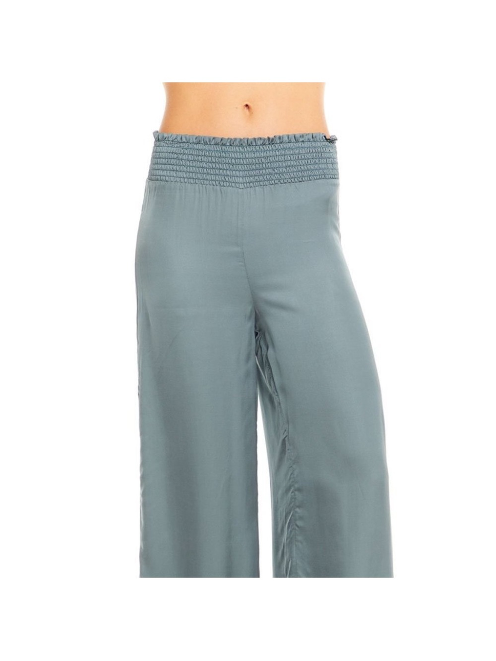 NWT Chaser Teal Wide Leg Silky Smocked Waist Pants